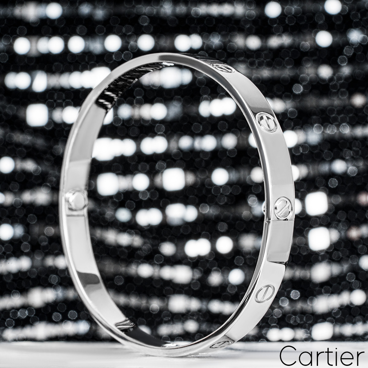 Cartier White Gold Plain Love Bracelet Size 20 B6067620